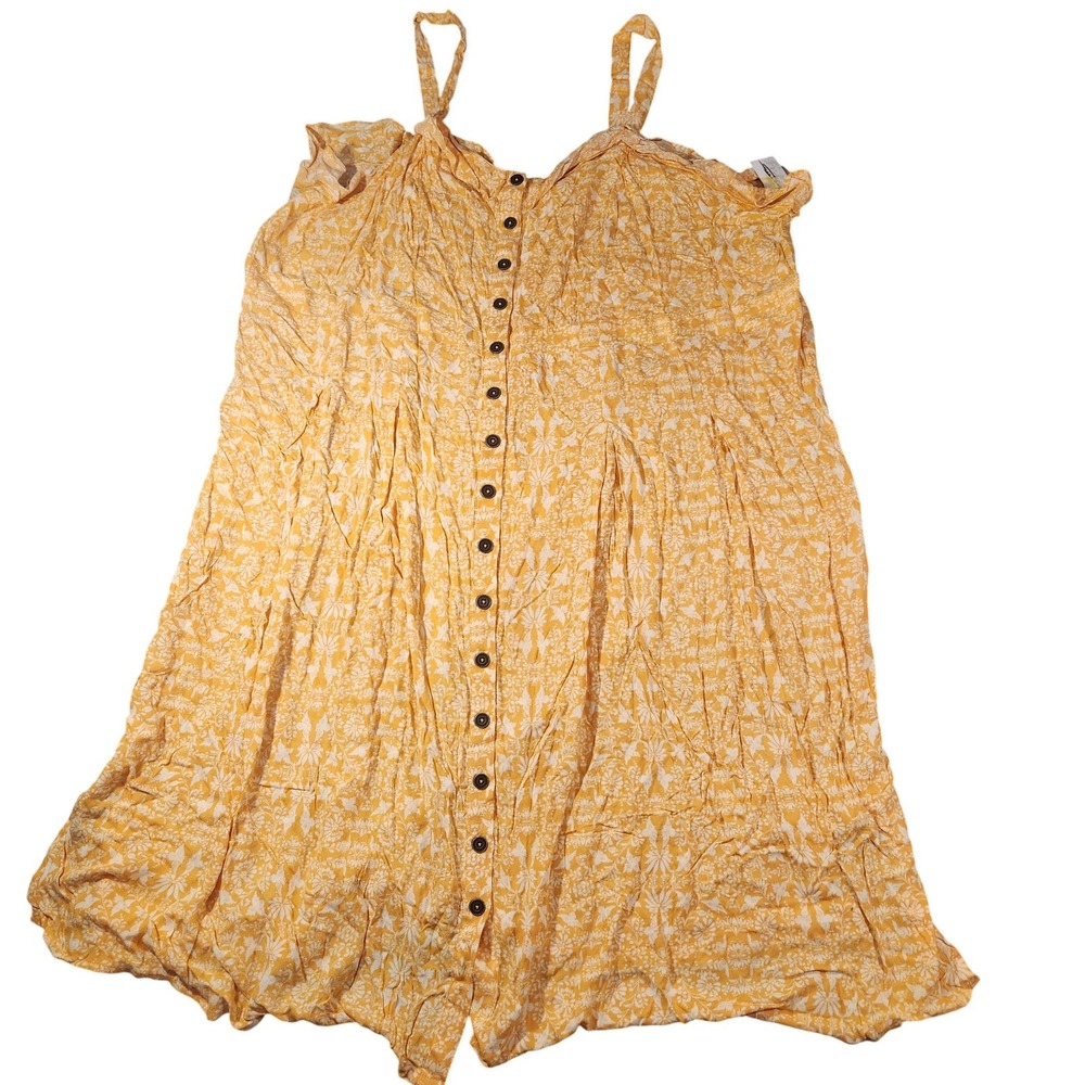 Xhilaration Dress Womens 4X Yellow Floral Button‎ Front Sundress Sleeveless